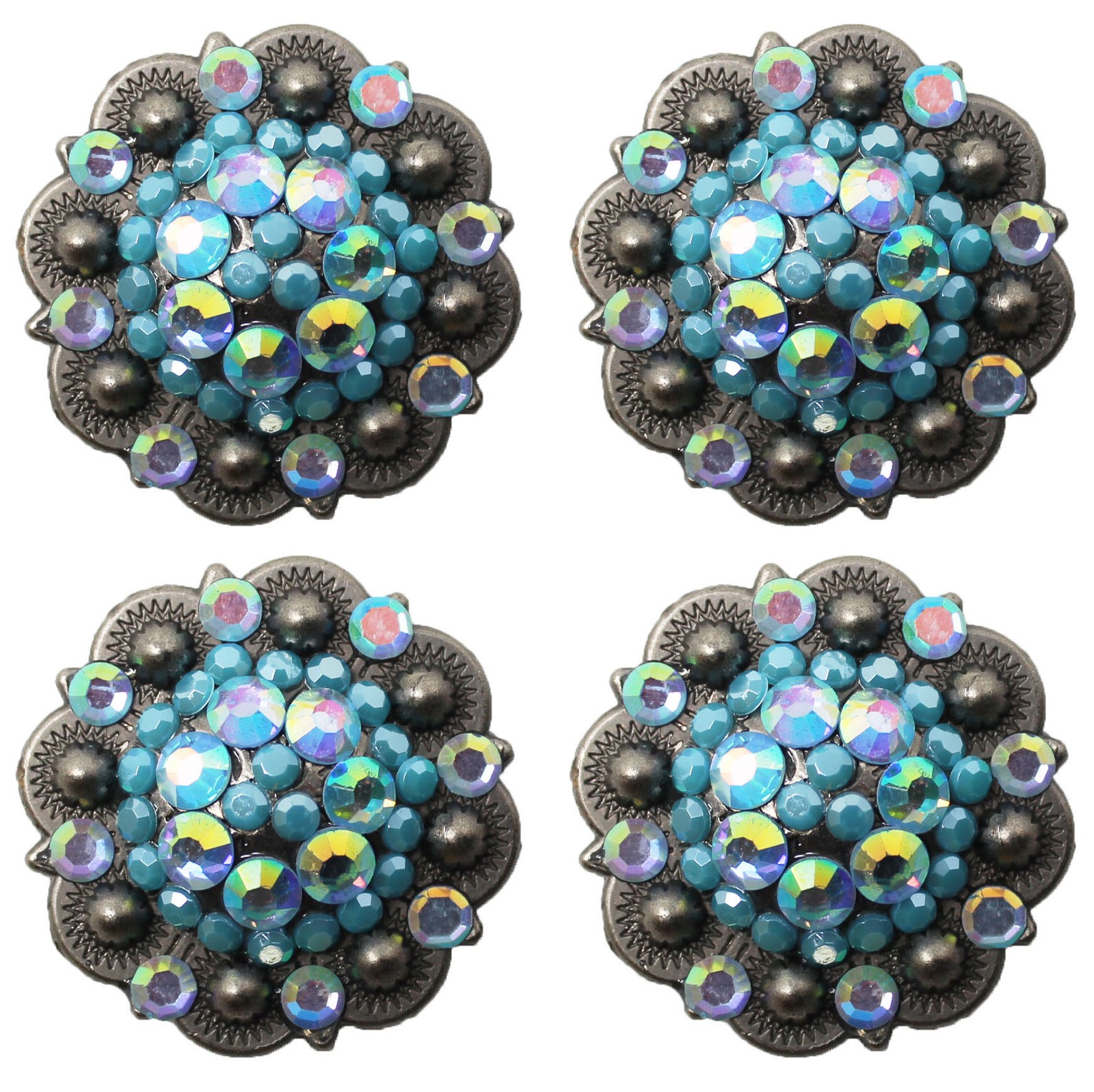 4 Conchos Rhinestone Horse Saddle Western  Berry Turquoise CO94