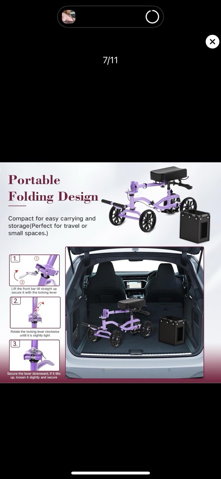 All Terrain Foldable Knee Scooter Walker  for Foot Injuries Crutches Alternative