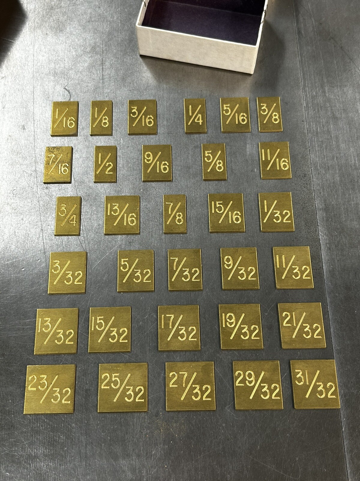 35-117-20 FRACTIONS BRASS FONT SET NEW HERMES ENGRAVER -31 PIECES 1-1/4” TALL