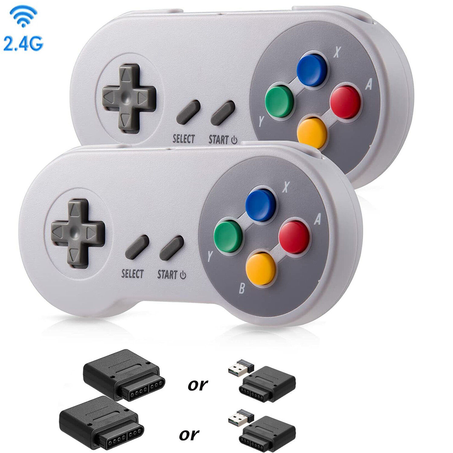 1/2 Wireless SNES Controller Remote Gamepad For Original Super SNES Console &SFC