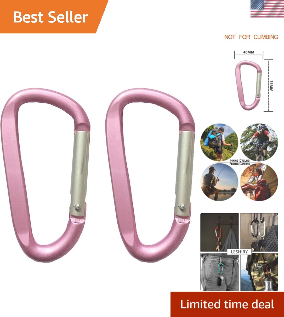 Lightweight 3" D-Ring Carabiner Keychains - Perfect for Outdoor Adventures