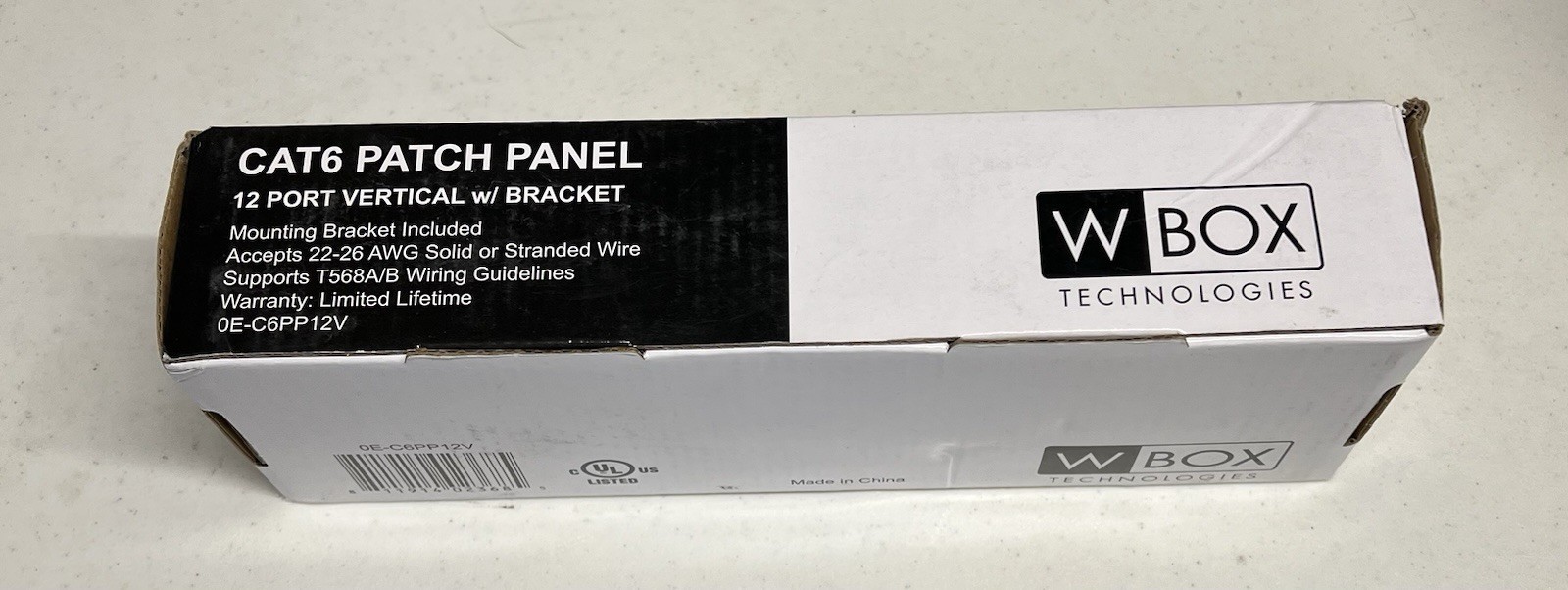 W Box Technologies Cat6 12-Port Vertical Patch Panel w/ Bracket 0E-C6PP12V