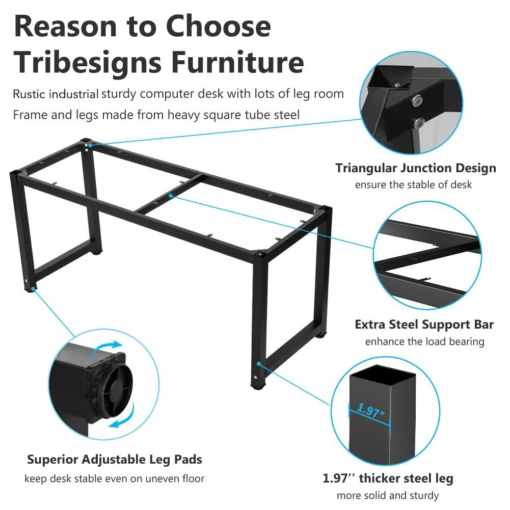 Tribesigns Computer Desk 63 inch Large Office Desk Computer Table Study Writi...