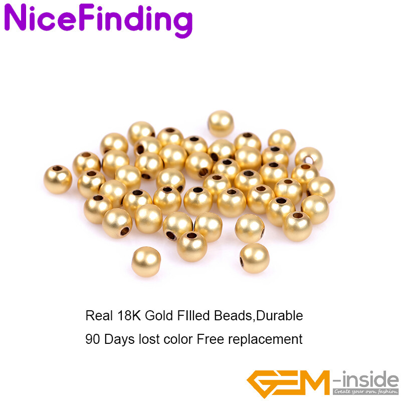 18K Yellow Gold Filled Ball Matte Spacer Loose Beads Jewelry Making 100 Pieces