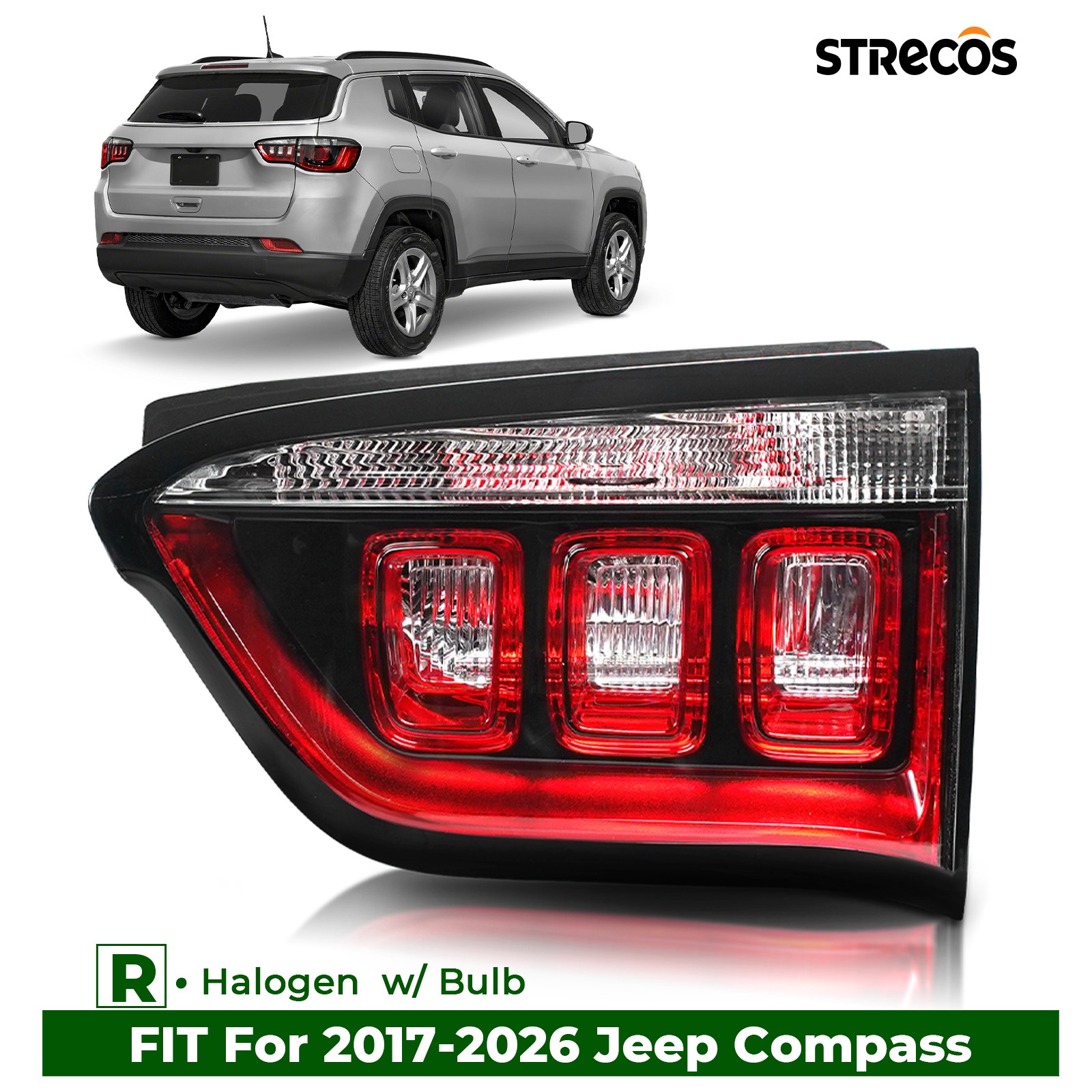 For 2017-2026 Jeep Compass Inner Halogen Tail Light Rear Lamp Right Passenger