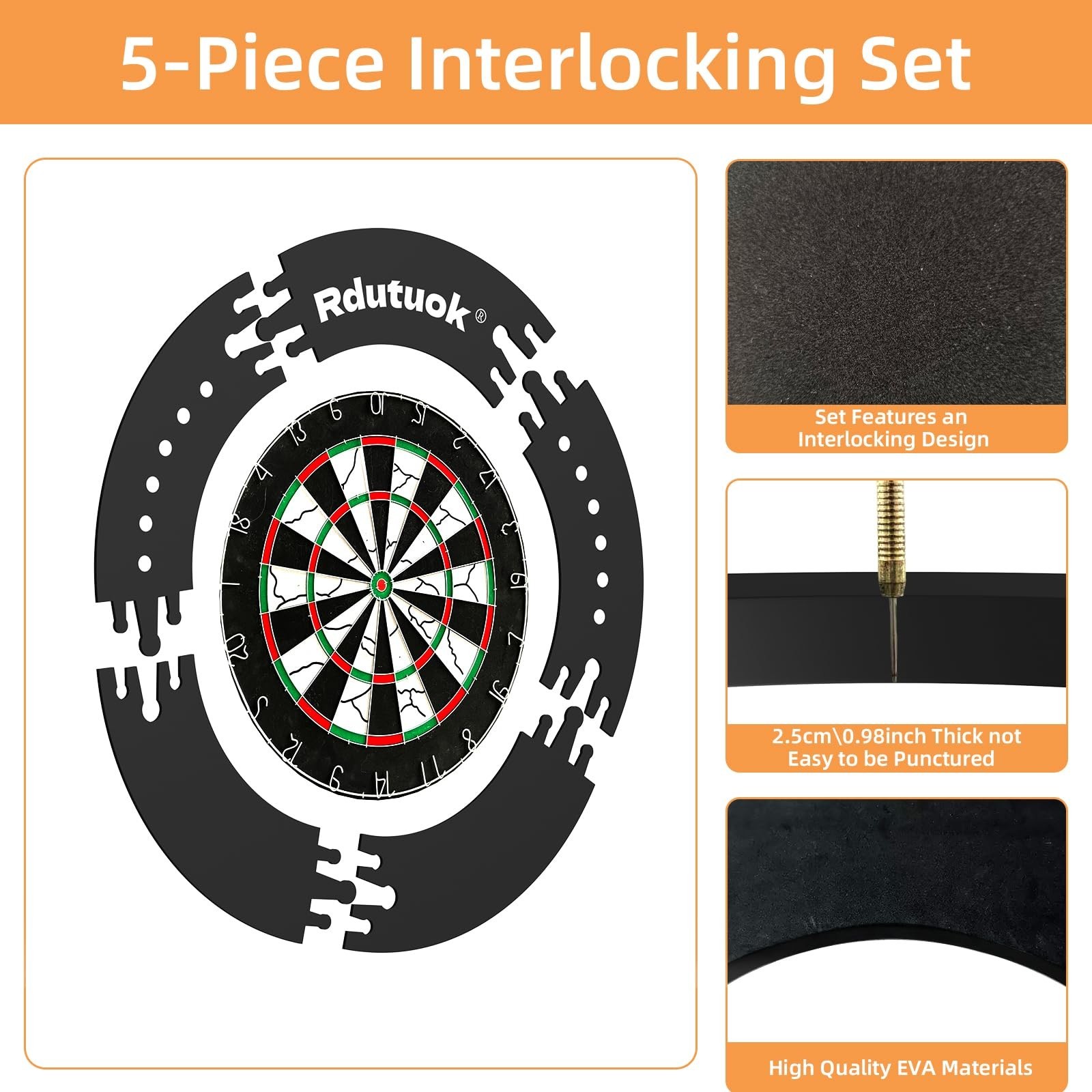 Dart Board Surround Ring,5Pcs Splicing Dart Board Wall Protector,Dartboard Ev...