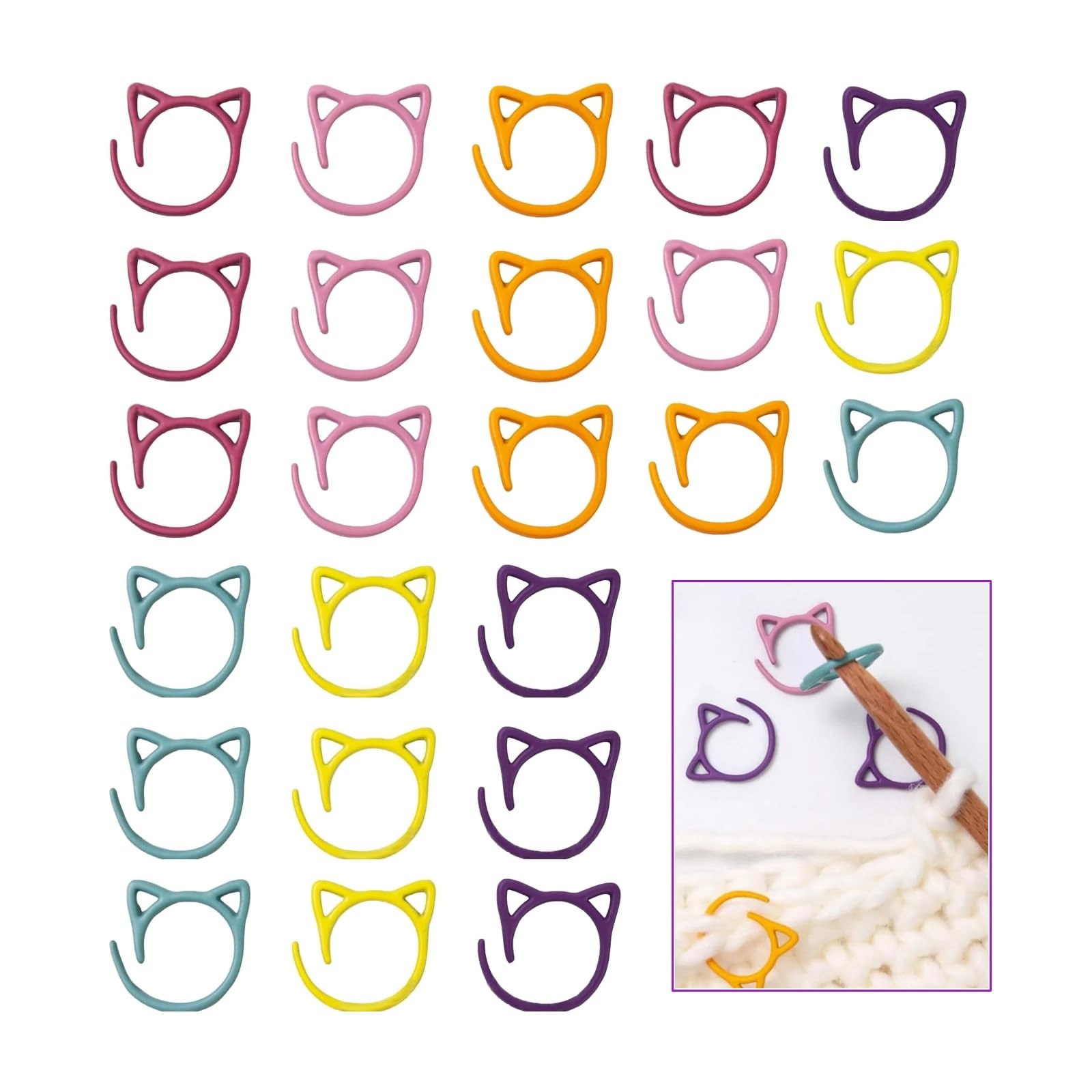 Cat Stitch Markers for Crocheting,Crochet Stitch Markers Cat Metal Stitch Mar...