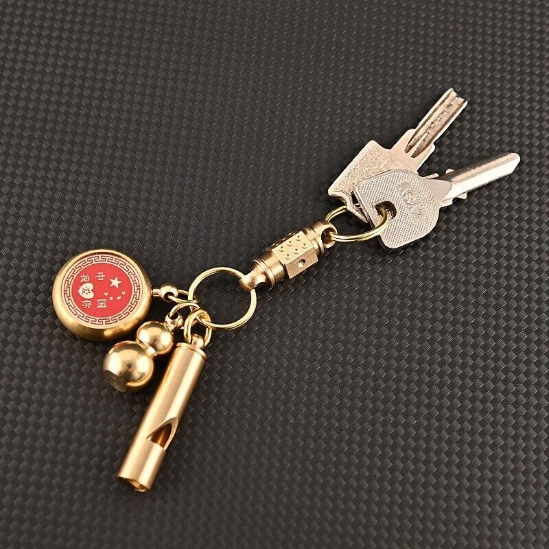 EDC Solid Brass Insert Buckle Gimbal Ring Portable Double Keychain Pendant Tool