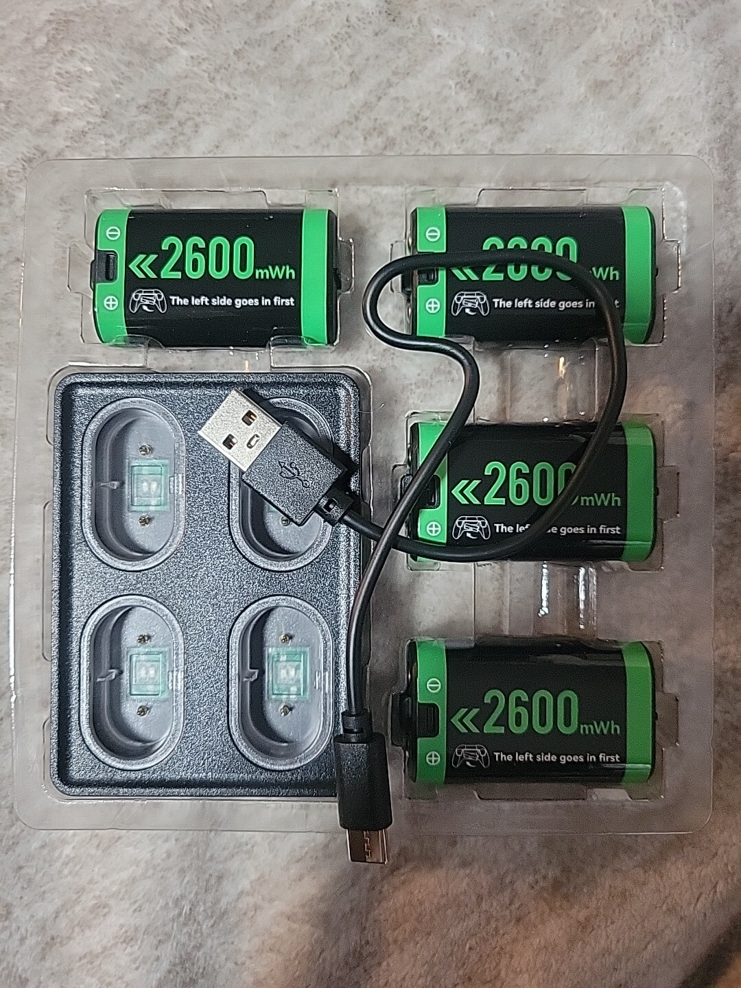Rechargeable Battery+Controller Charcing Dock For X-box 2600mwh
