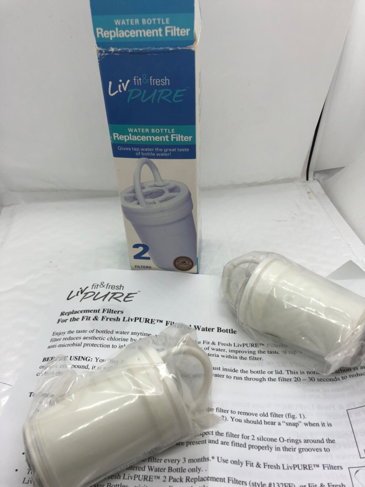 Liv Pure Water Bottle Replacement Filter - 2 Filters Per Box Purifies 75 Gallons