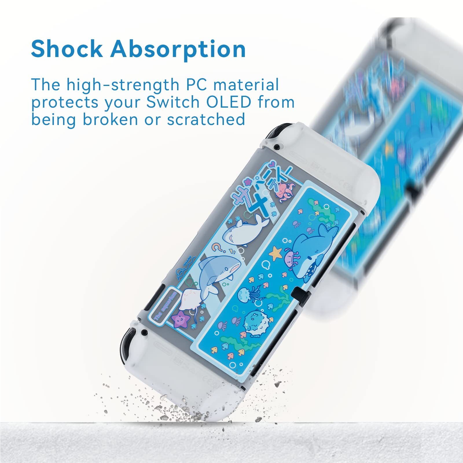GeekShare Protective Case for Nintendo Switch OLED Hard Shell Clear Case Shark