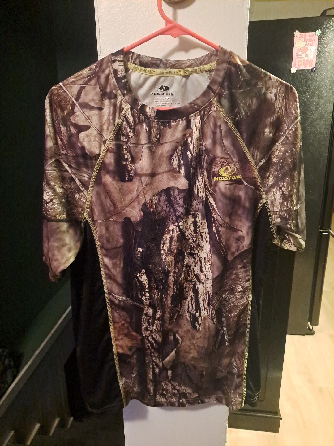 Mossy Oak Camo Shirt Medium 38/40 Mens Camouflage Short Sleeve Hunting Top Dri