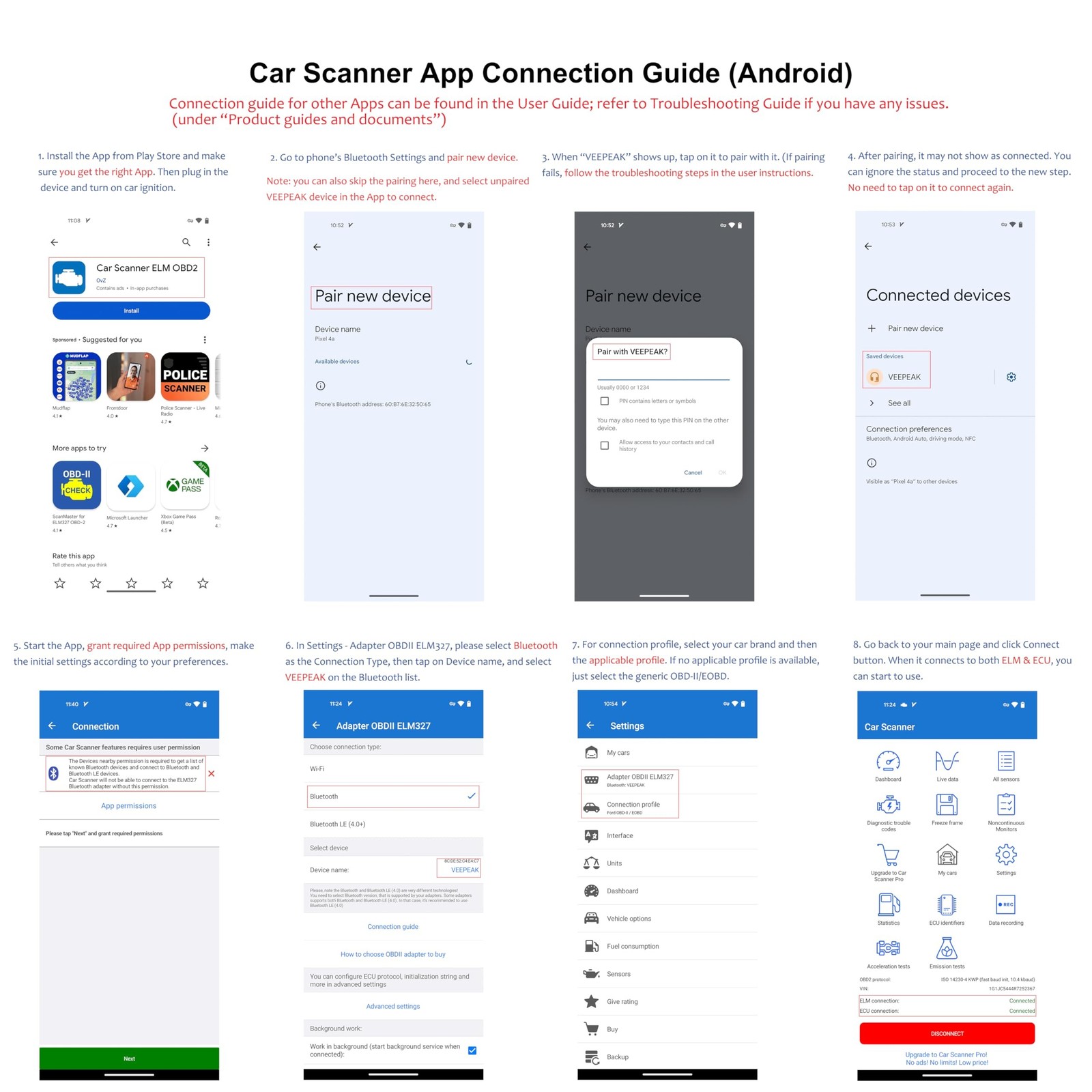 Veepeak OBDCheck BLE Bluetooth OBD II Scanner for iOS Android Car Code Reader