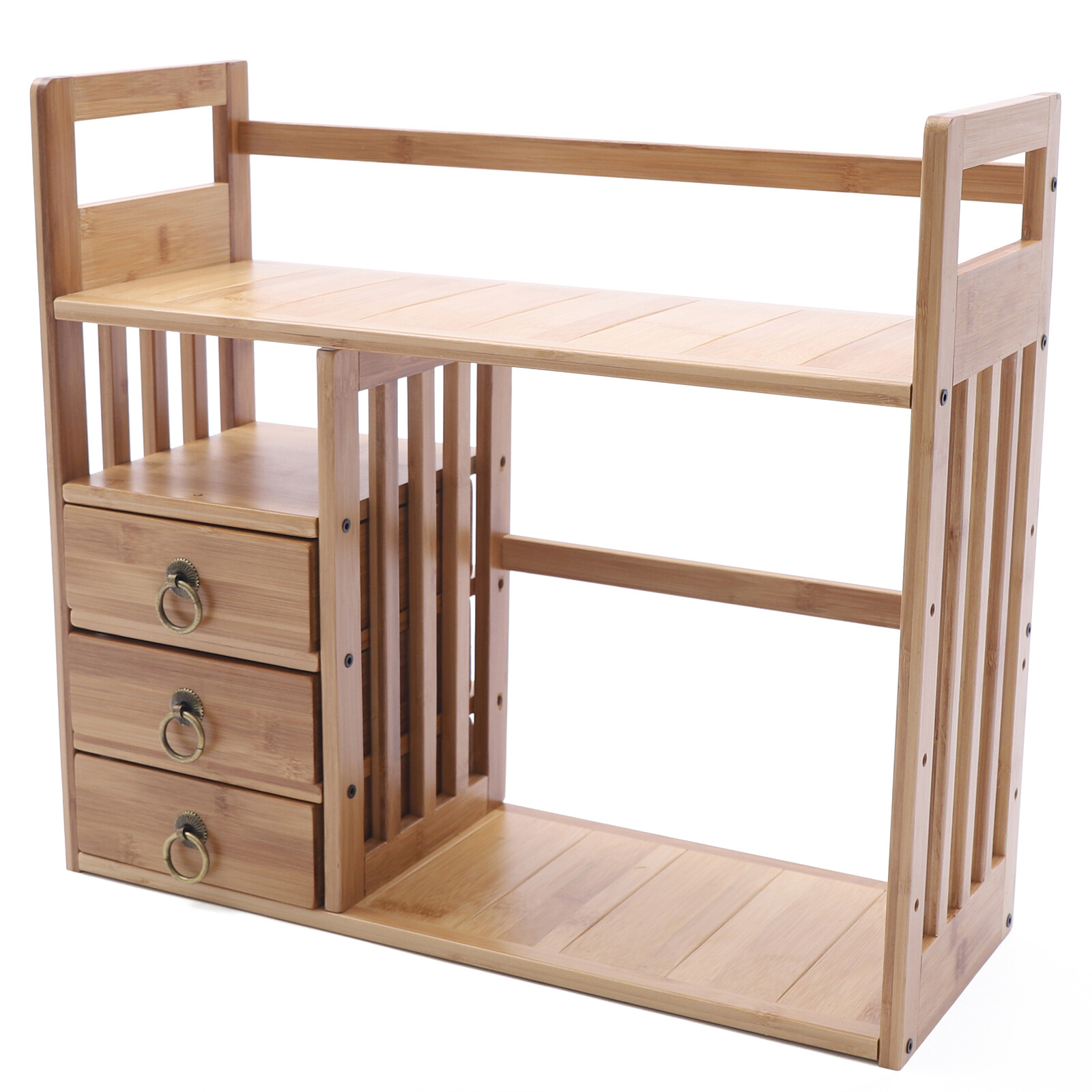 Adjustable Natural Wood Dasktop Bookshelf Bamboo Desk Storage Display Organizer