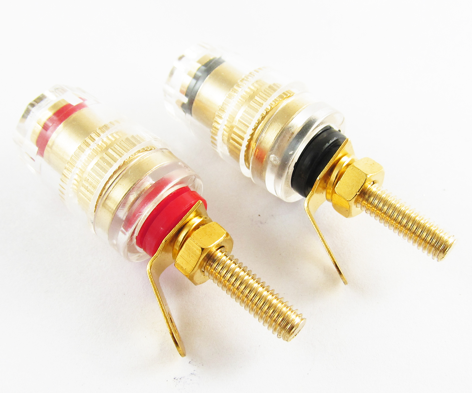 2pcs Copper Gold Audio Speaker 4mm Banana Jack Long Thread Small Binding Post