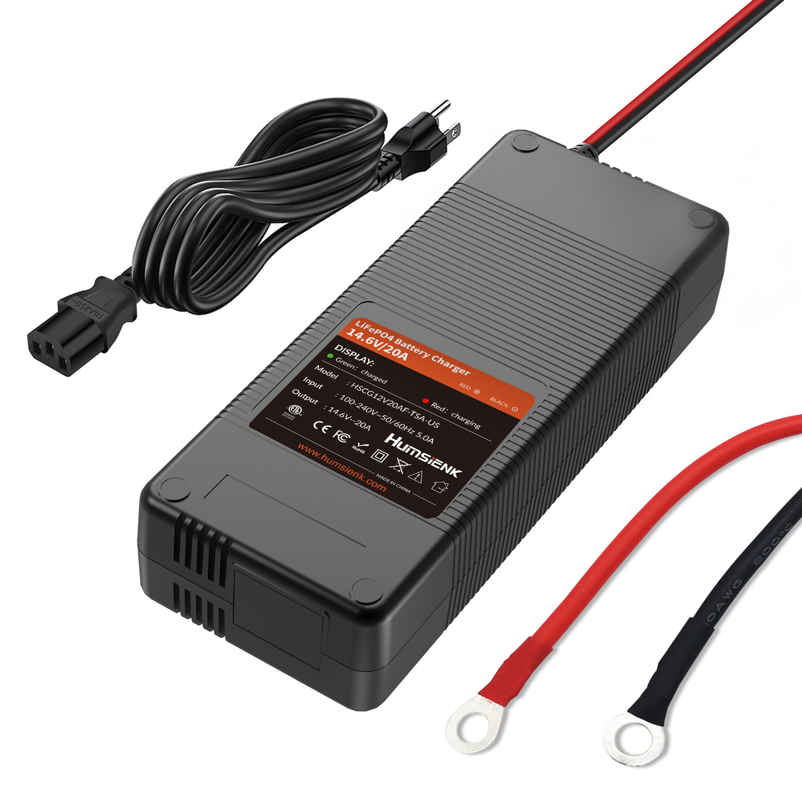 Humsienk 12V 20A Lithium LiFePO4 Battery Charger Fast Charging for RV Boat Truck
