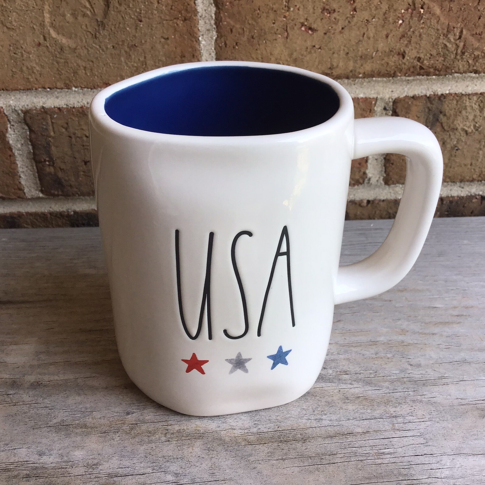 RAE DUNN USA MUG White Blue Patriotic Stars America 250 Anniversary Magenta NEW!