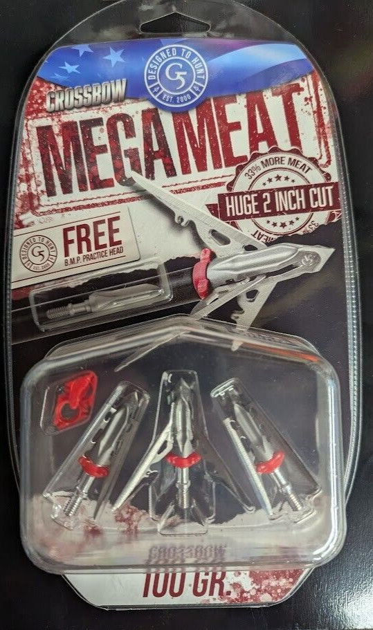 @NEW@ 1- 3pk. G5 Megameat Crossbow 100 Broadheads! 2" Broadhead mega meat MM102