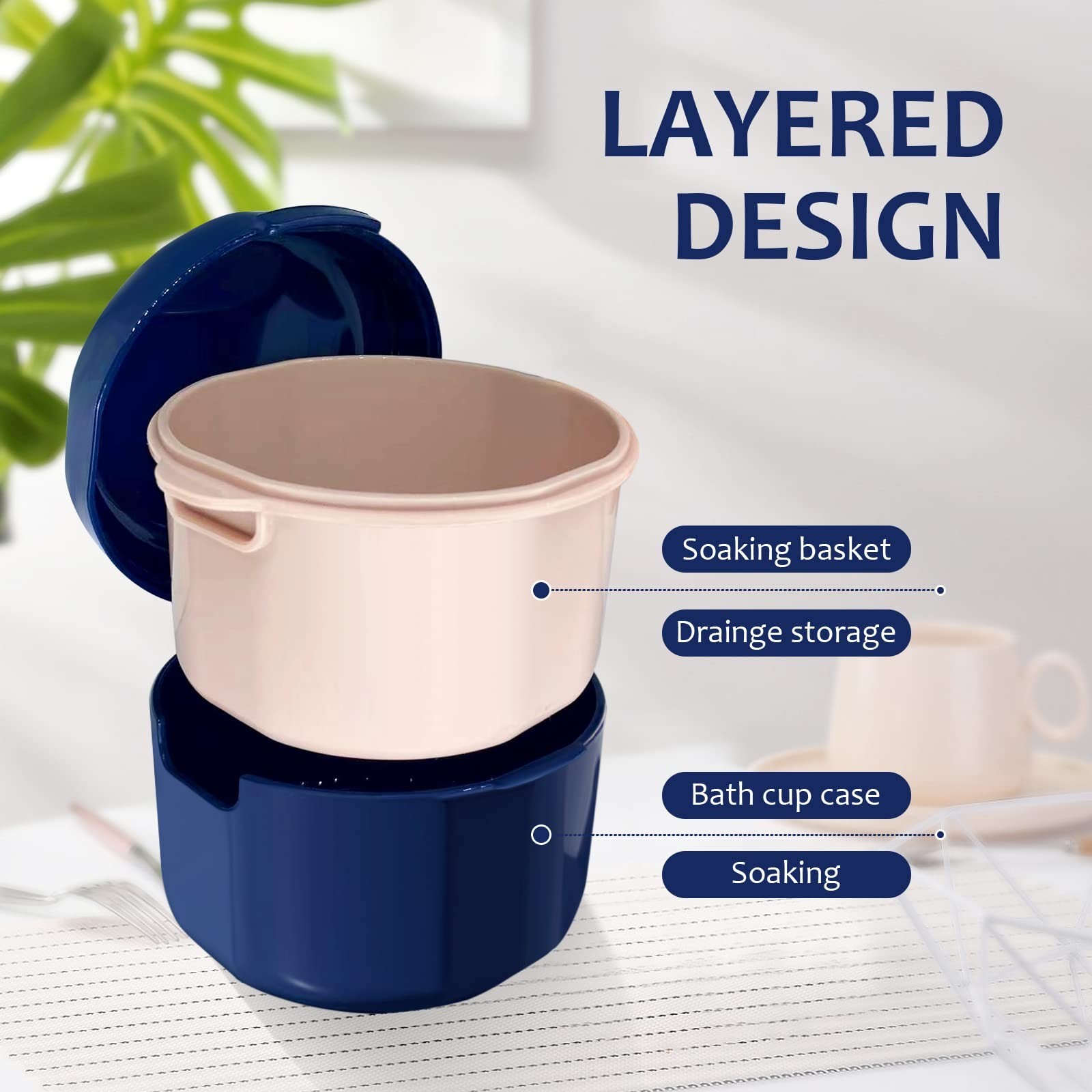 Denture Cup, Denture Bath, Denture Cups for Soaking Dentures, Denture Case wi...
