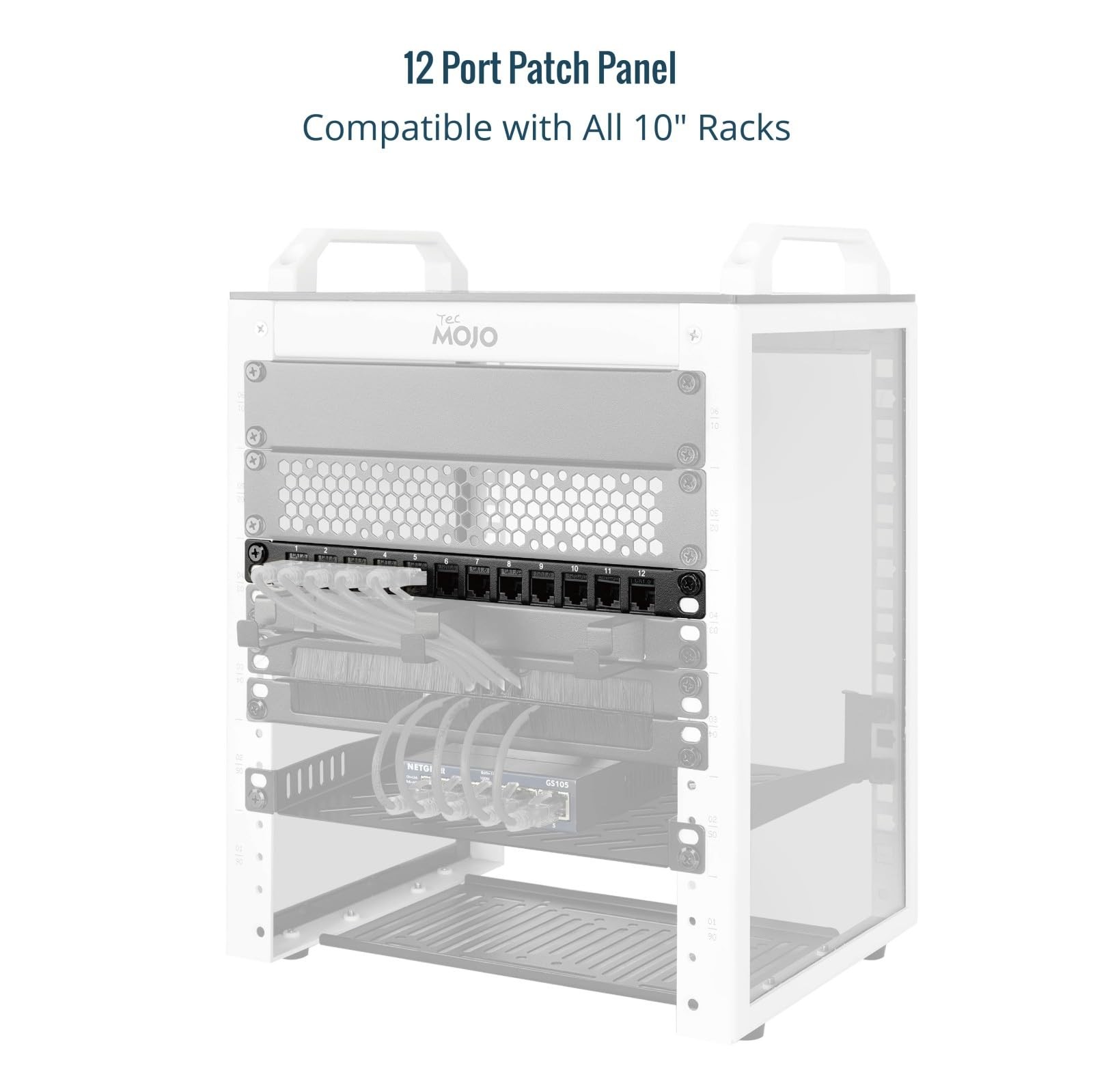 12-Port Cat6 Patch Panel 0.5U Rack Mount Modular Panel with Keystone Coupler ...