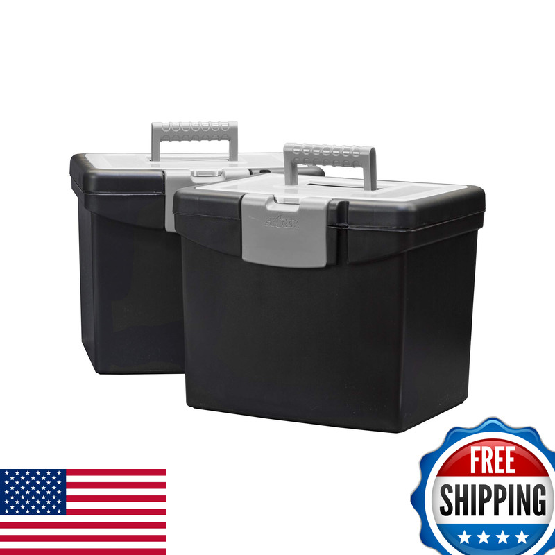 Storex File Storage Translucent Storage Lid Black 2-Pack