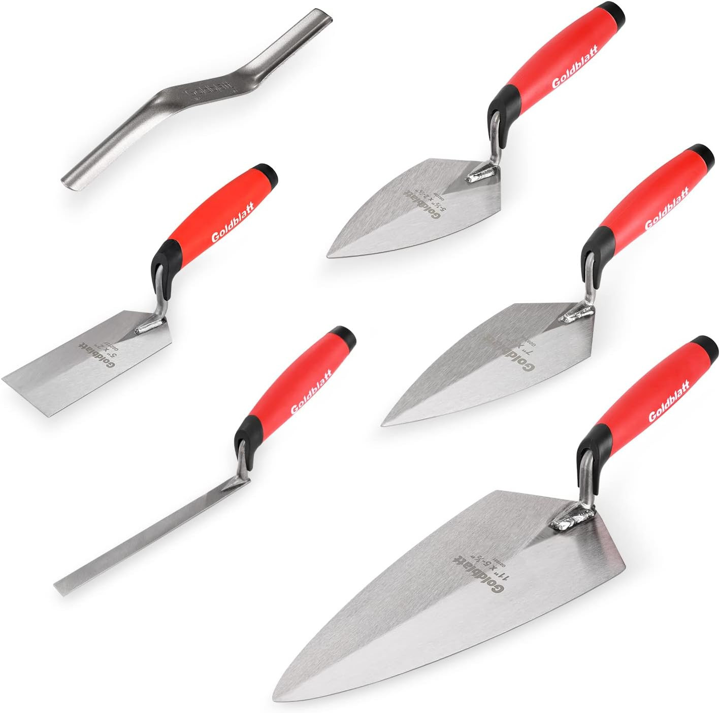 6PCS Masonry Hand Tool Set - 11" X 5-1/2" Philadelphia Brick Trowel, 2PC Pointin