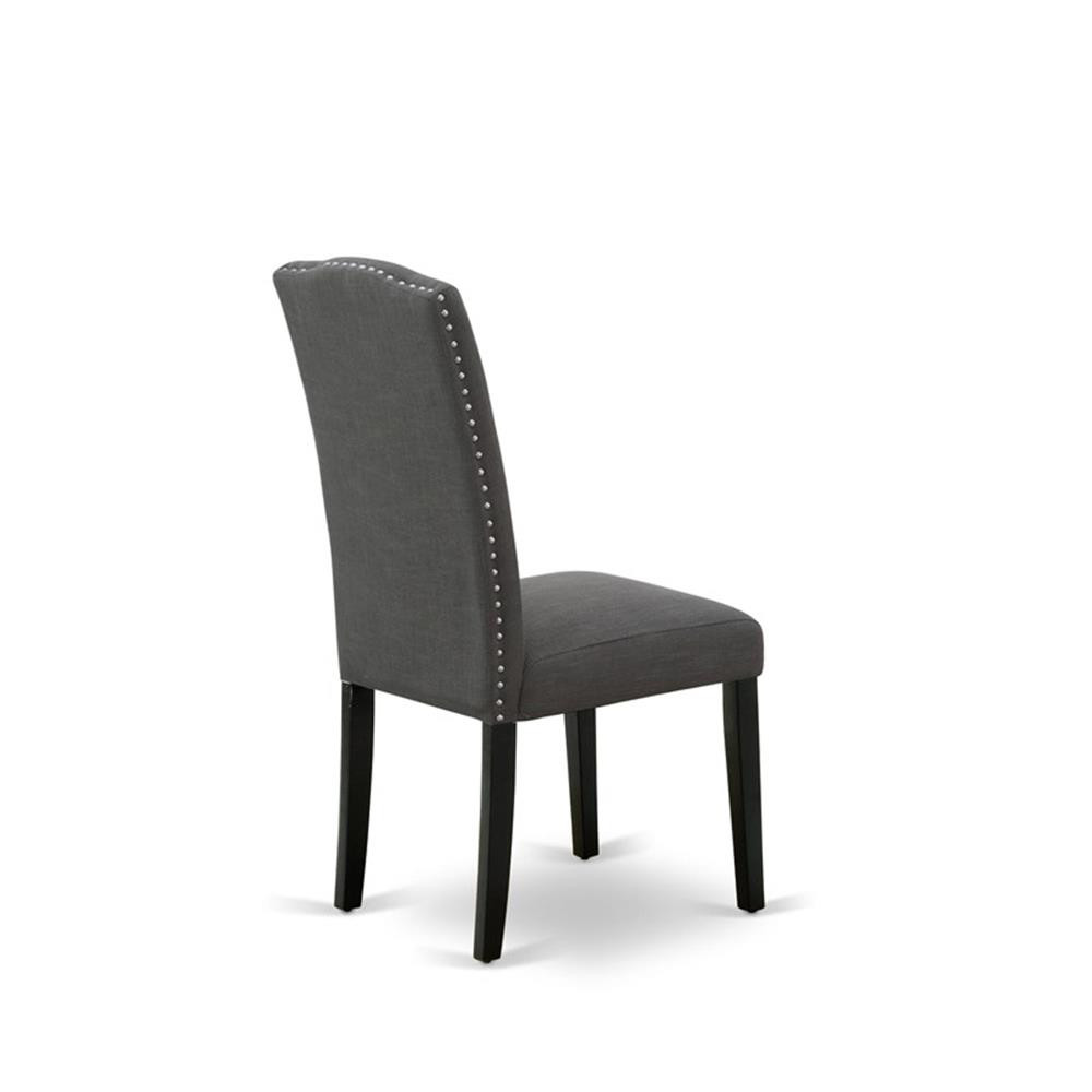 AMEN3-BCH-20 - Wooden Table and 2 Dark Gotham Grey Dining Chairs - Black Finish