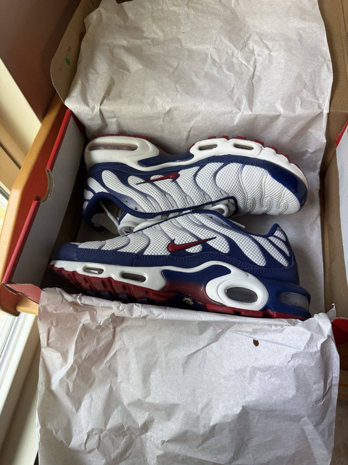 Nike Air Max Plus CJ9928-100 Red White Blue Men's Low Top Mesh Sneaker. Men’s 9