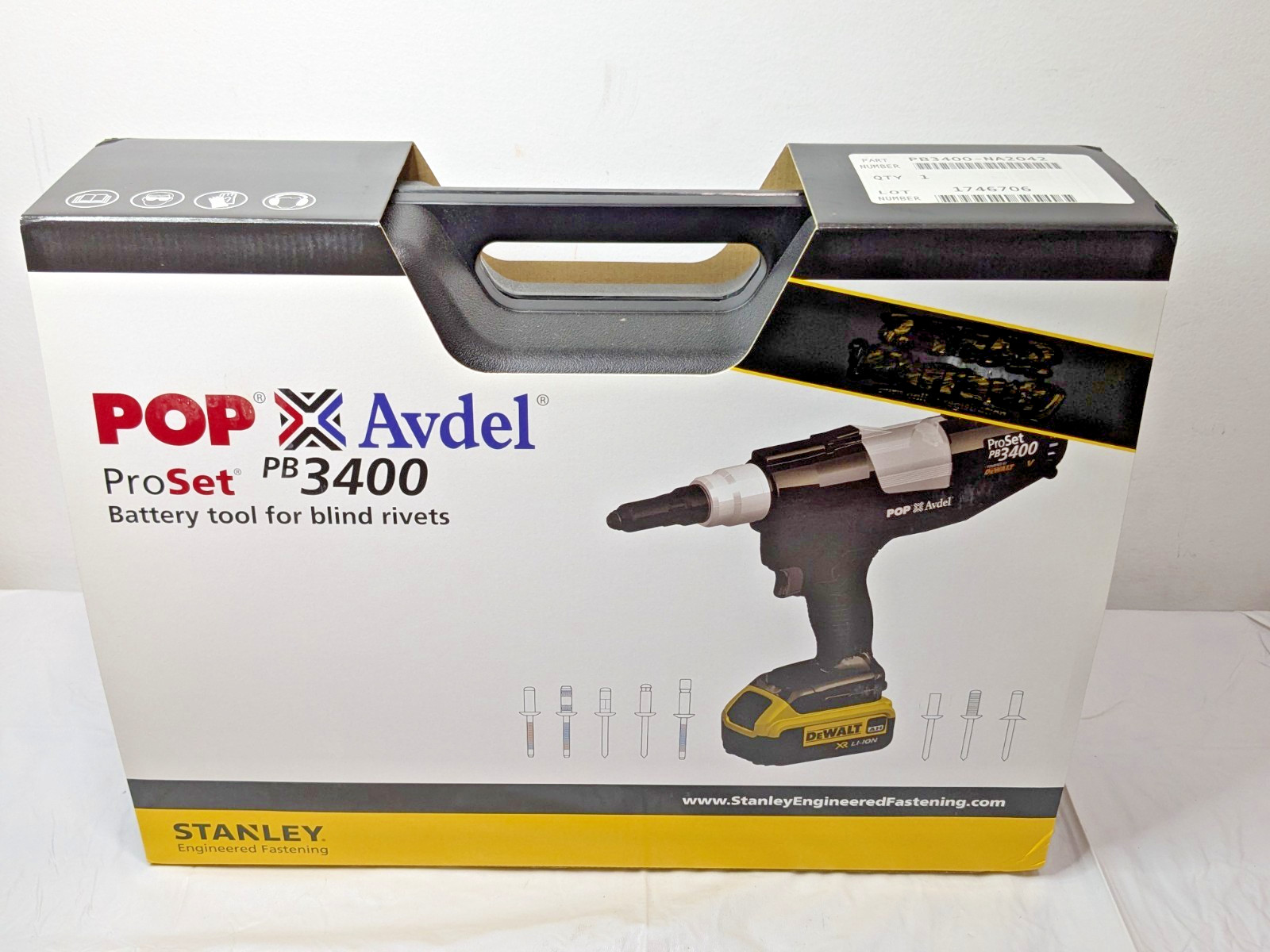 Stanley POP ProSet PB3400 Cordless Rivet Tool w/Battery & Charger PB3400-NA2