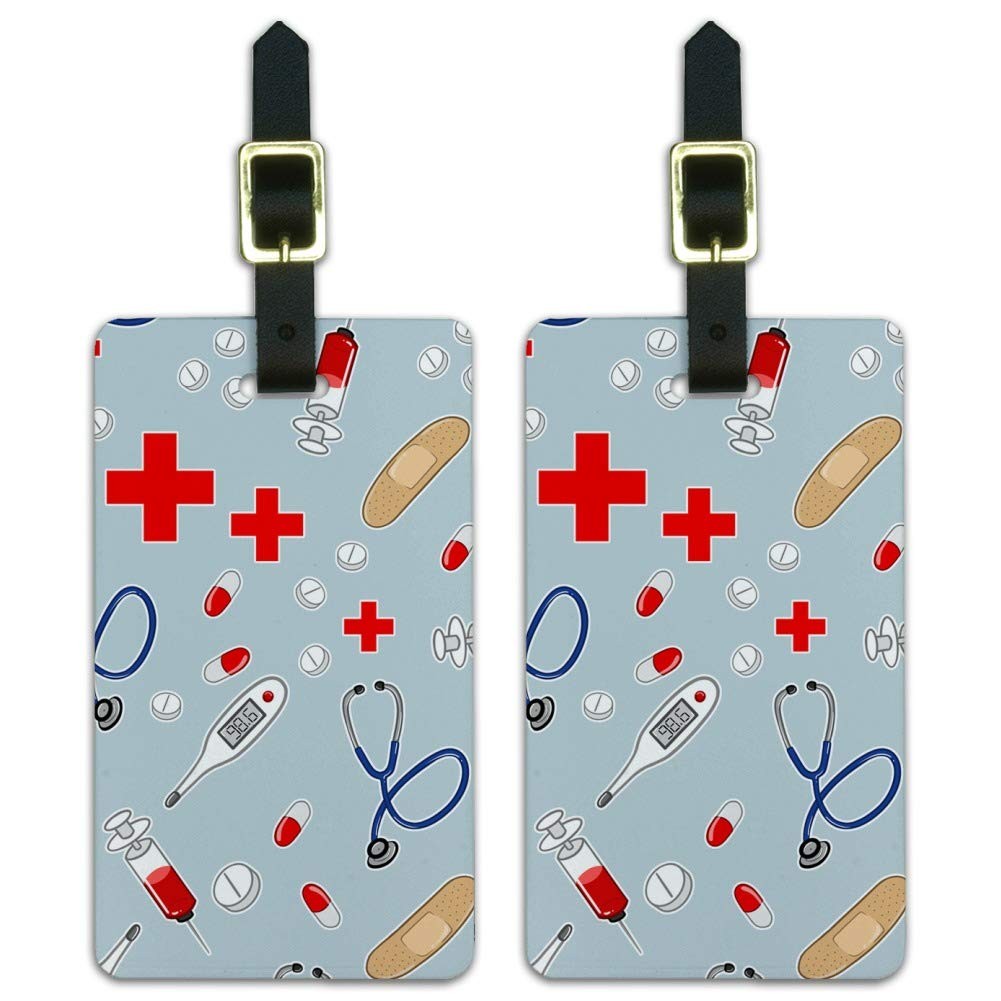 Nurse Doctor Pattern Healthcare Luggage ID Tags Cards 3 Inches, Multicolored