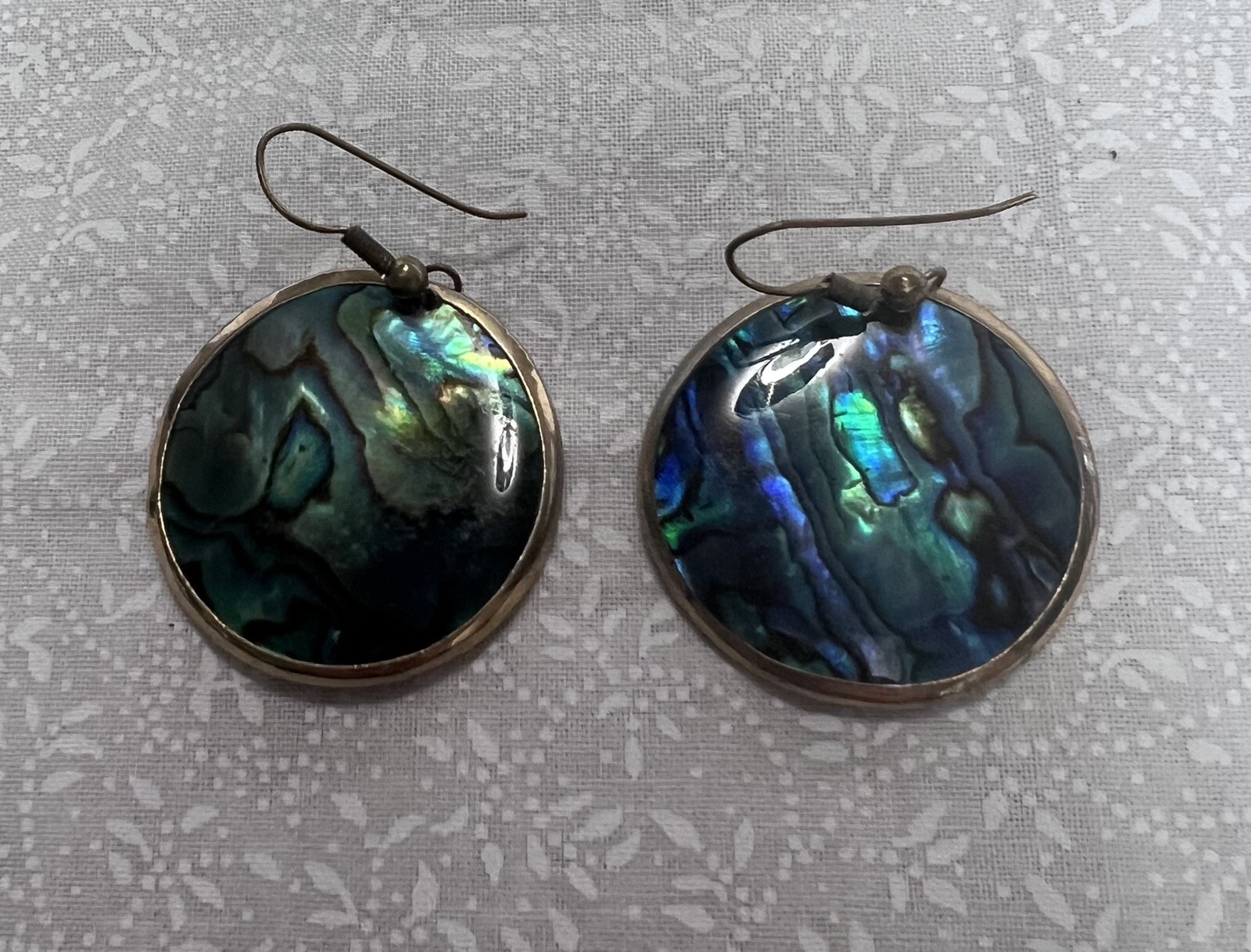 Pretty Abalone Shell Earrings Pierced Hook Type