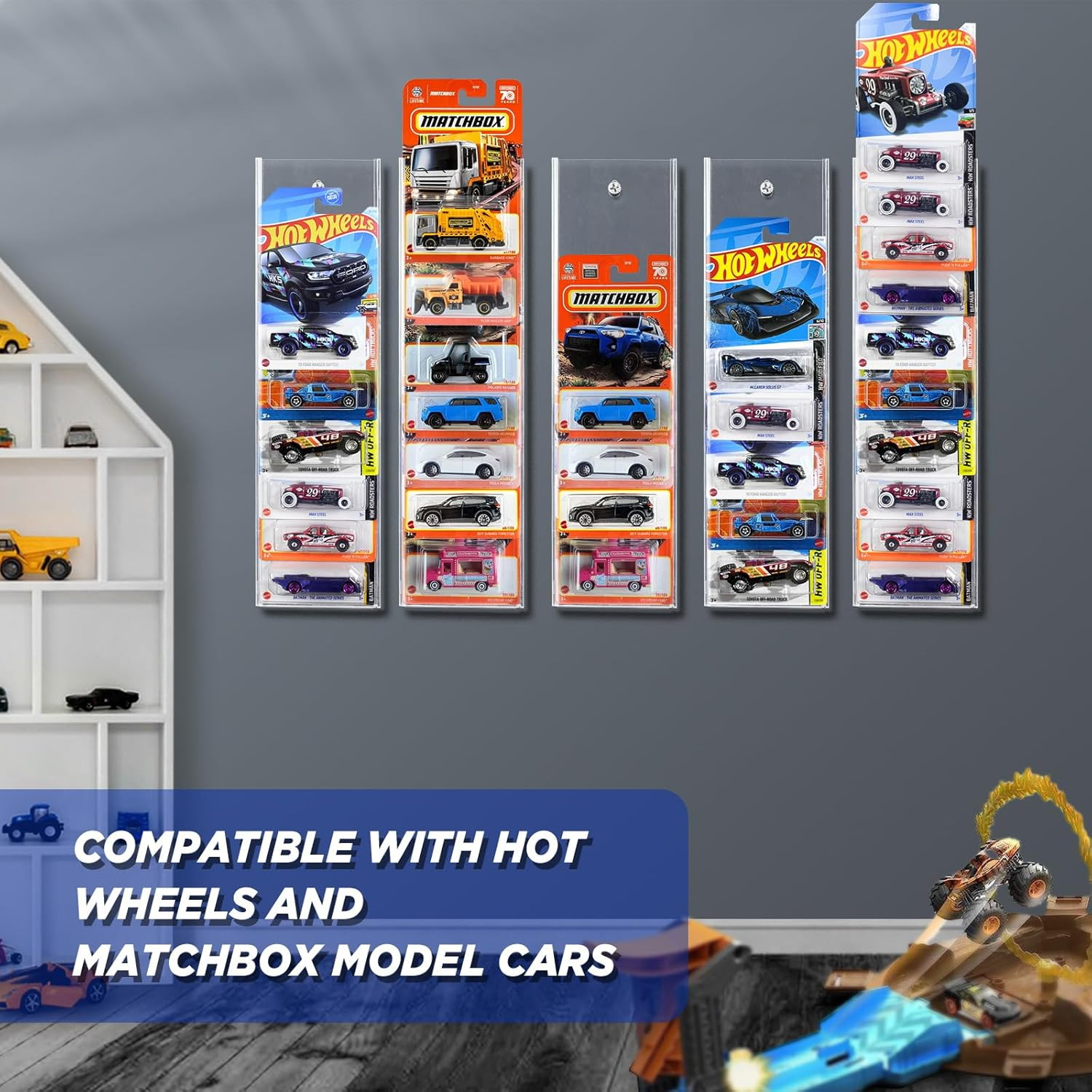 Storage Display Shelf Compatible with Model Car, Wall Mounted 1/64 Scale Mode...
