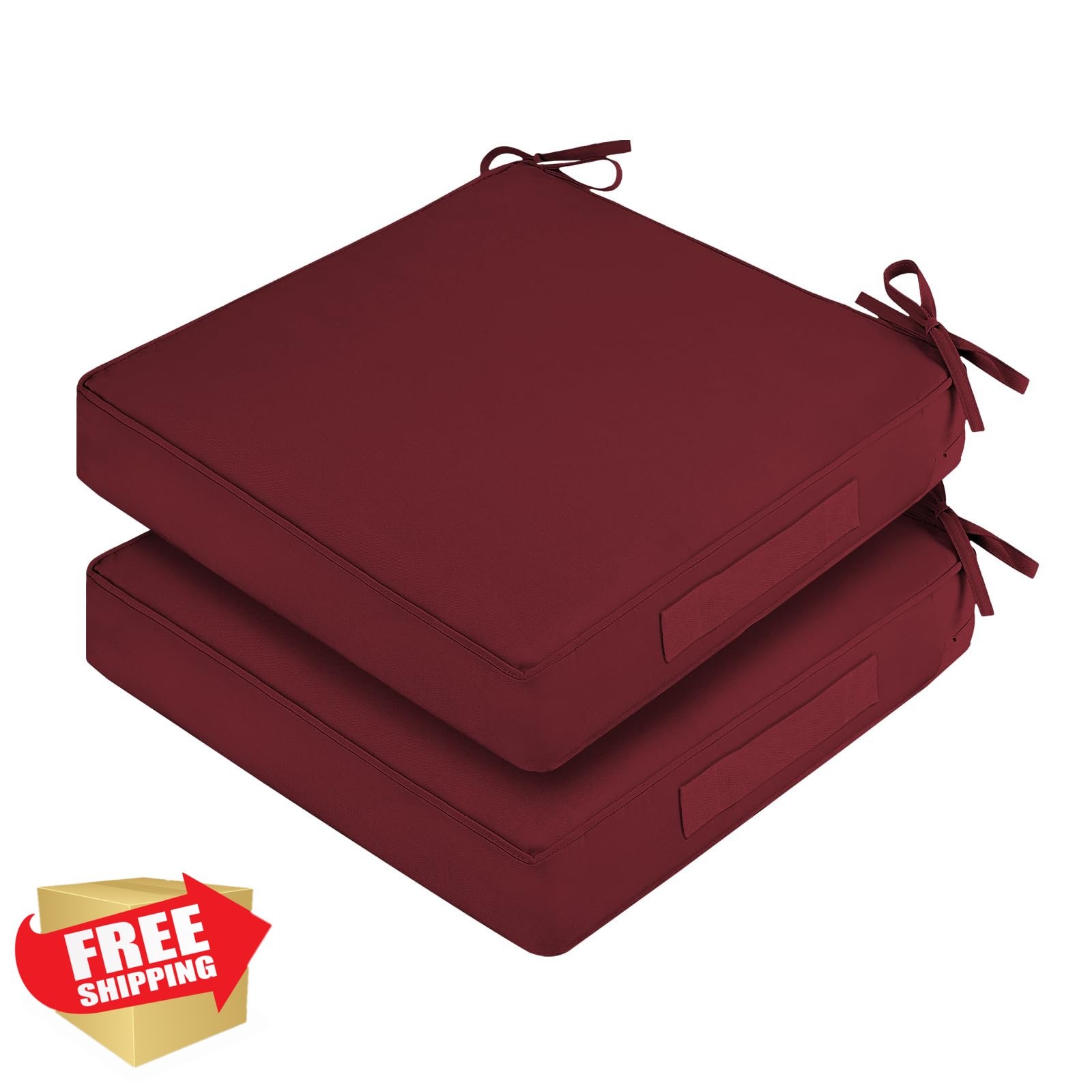 HOMELYSIAN 24x24 Patio Chair Cushions Waterproof Burgundy Square Set 2
