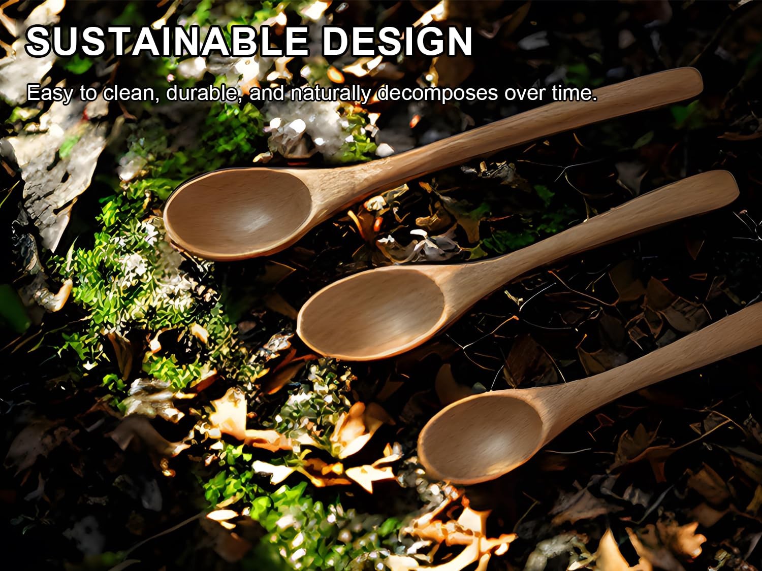 6 Piece Small Wooden Spoons Set - Premium Beech Multiple Sizes, Light Brown