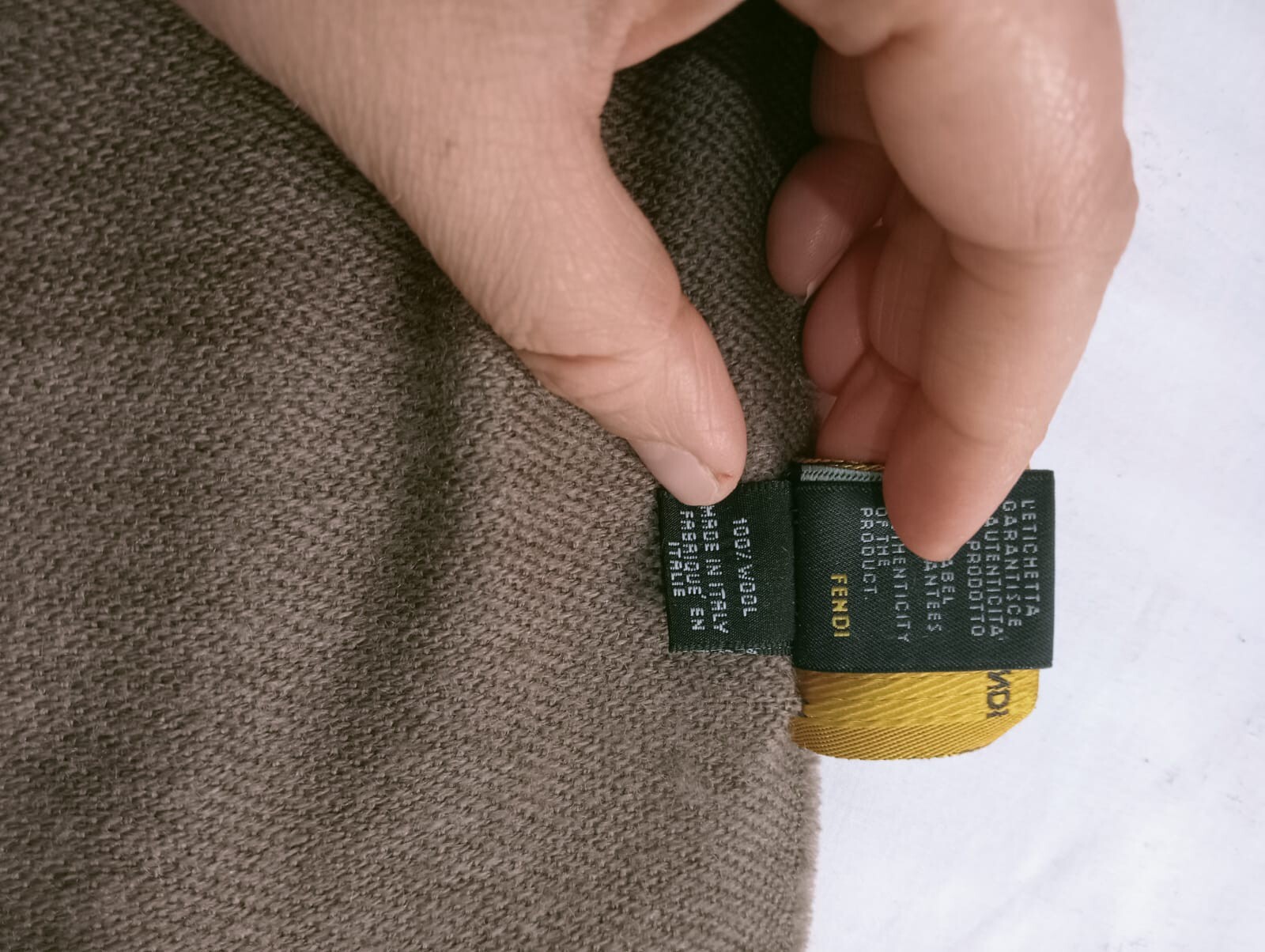 Y# FENDI Wool Men's Scarf, has threads pulled