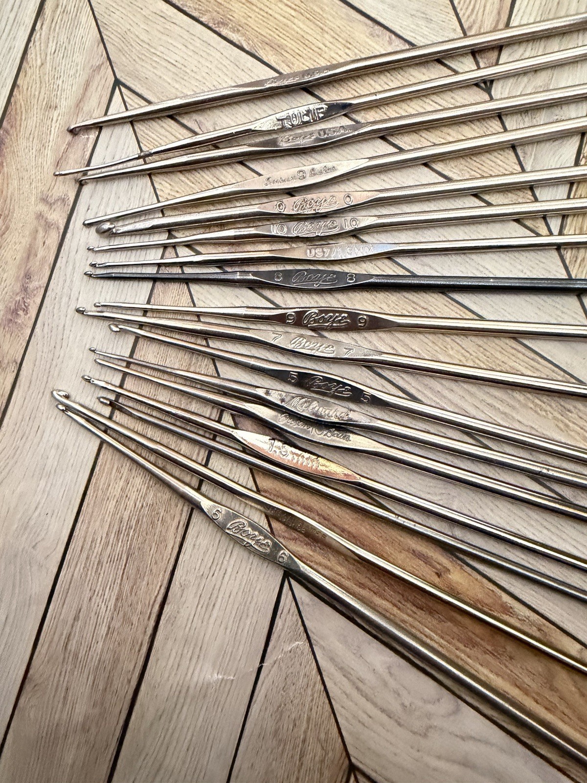Vintage Collection of Steel Crochet Hook Set with Case Various Brands and Sizes