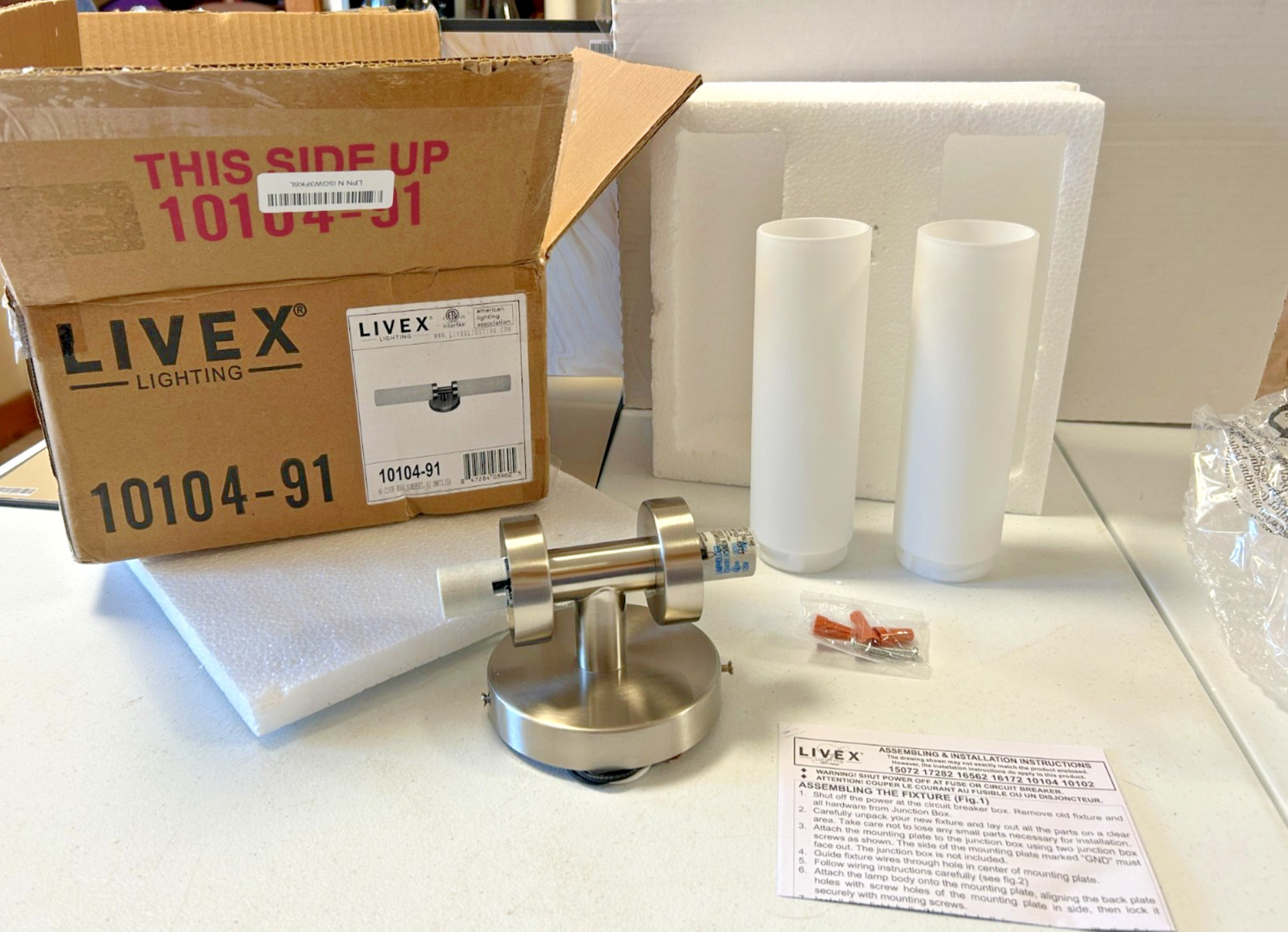 Livex Lighting Model 10104-91 Brushed Nickel ADA Bath Vanity 2 lite New Open Box