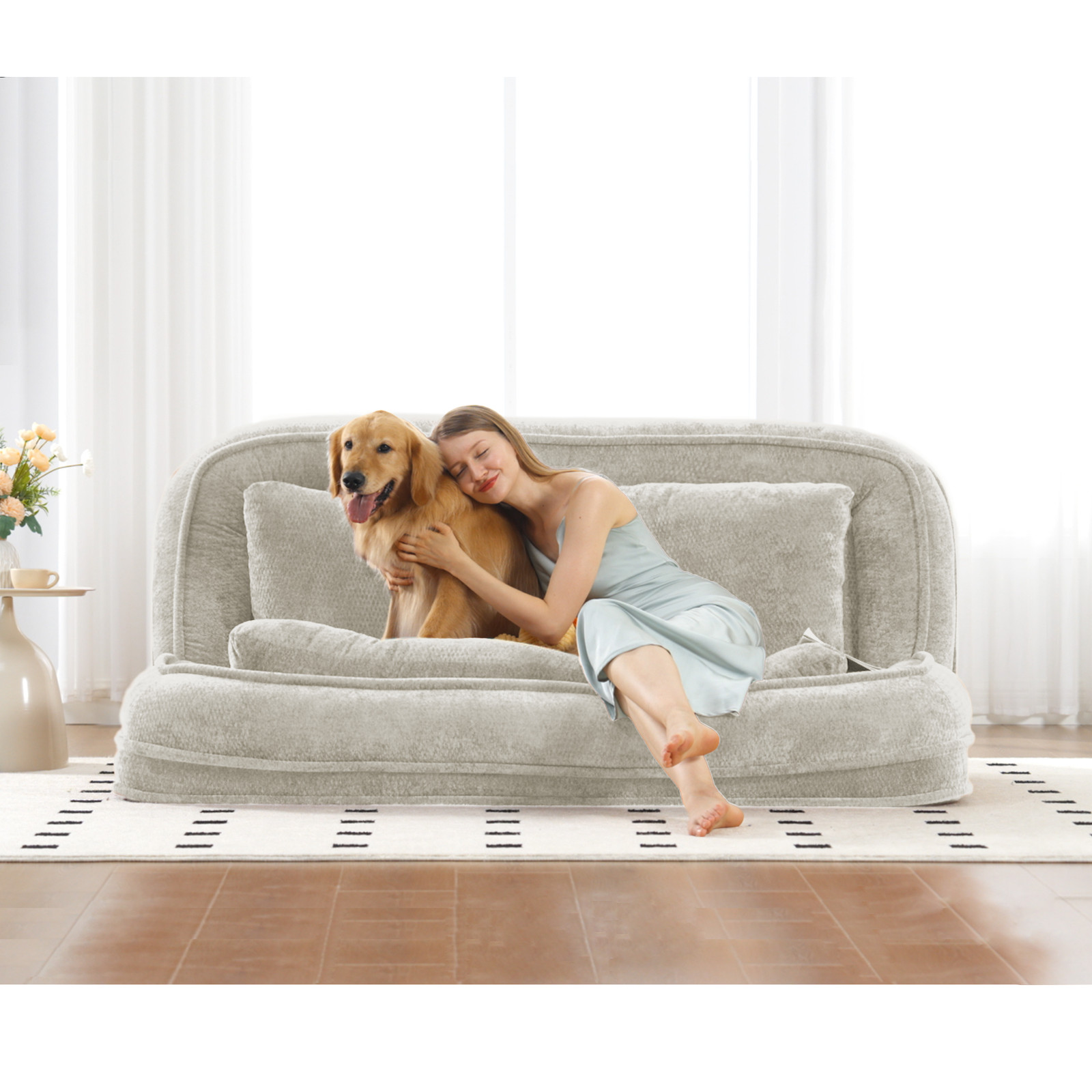 [NEW ARRIVED] [VIDEO PROVIDED] Double human dog bed,Lazy sofa ,Loveseat,Fits Y