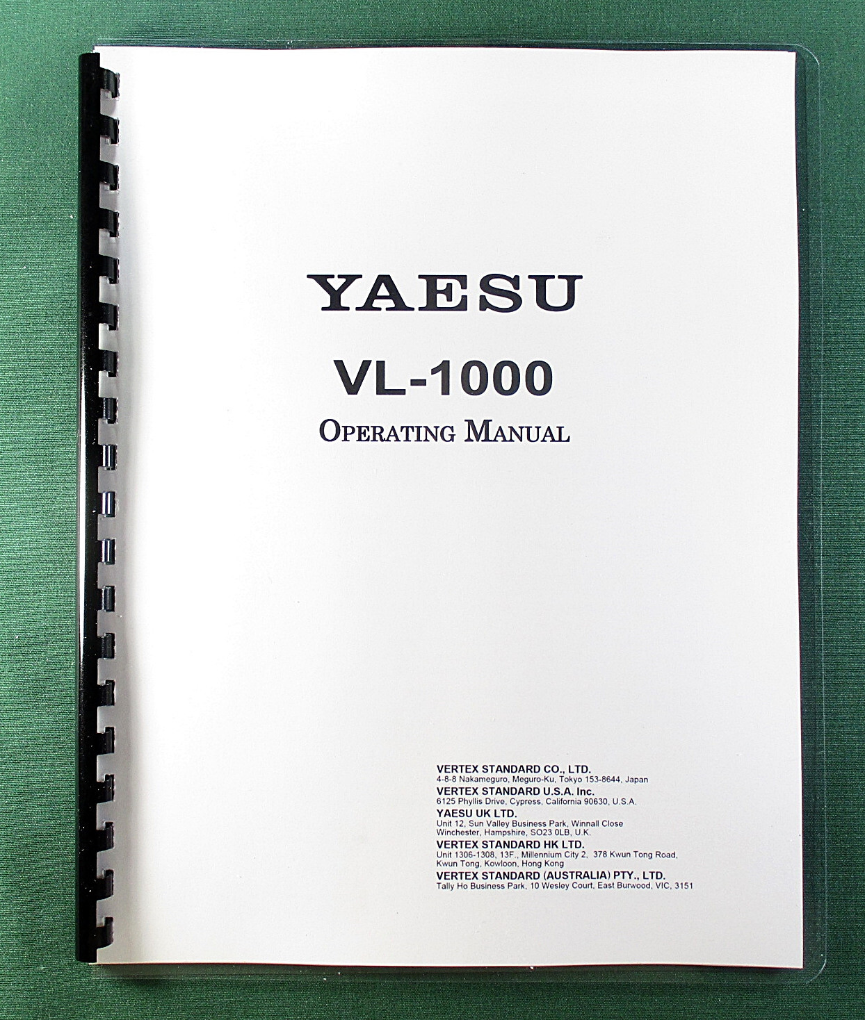Yaesu VL-1000 / VP-1000 Operating Manual: 22 pages & Protective Covers!