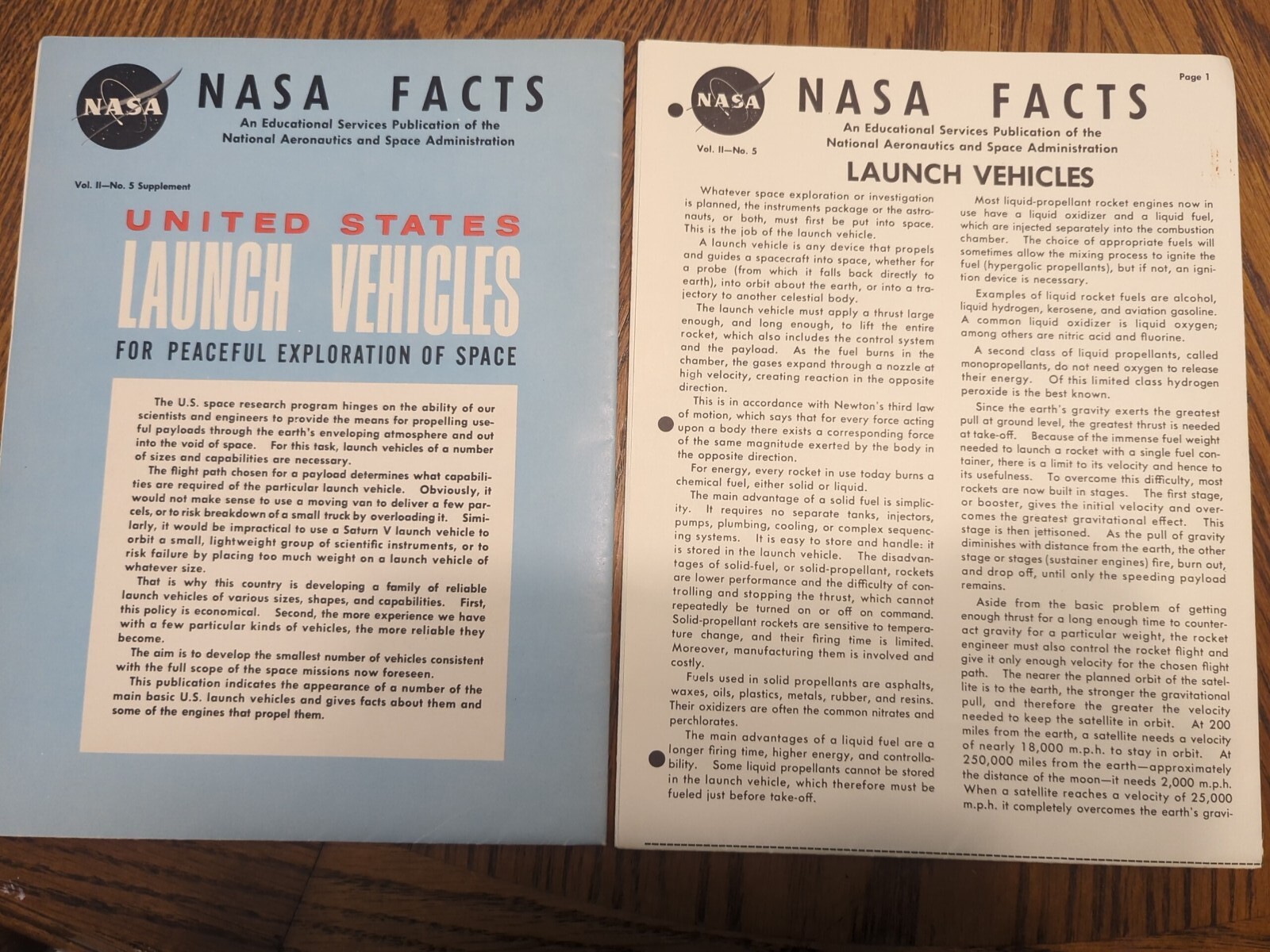 Vintage NASA Facts Launch Vehicles 1966 1967 plus supplement excellent condition
