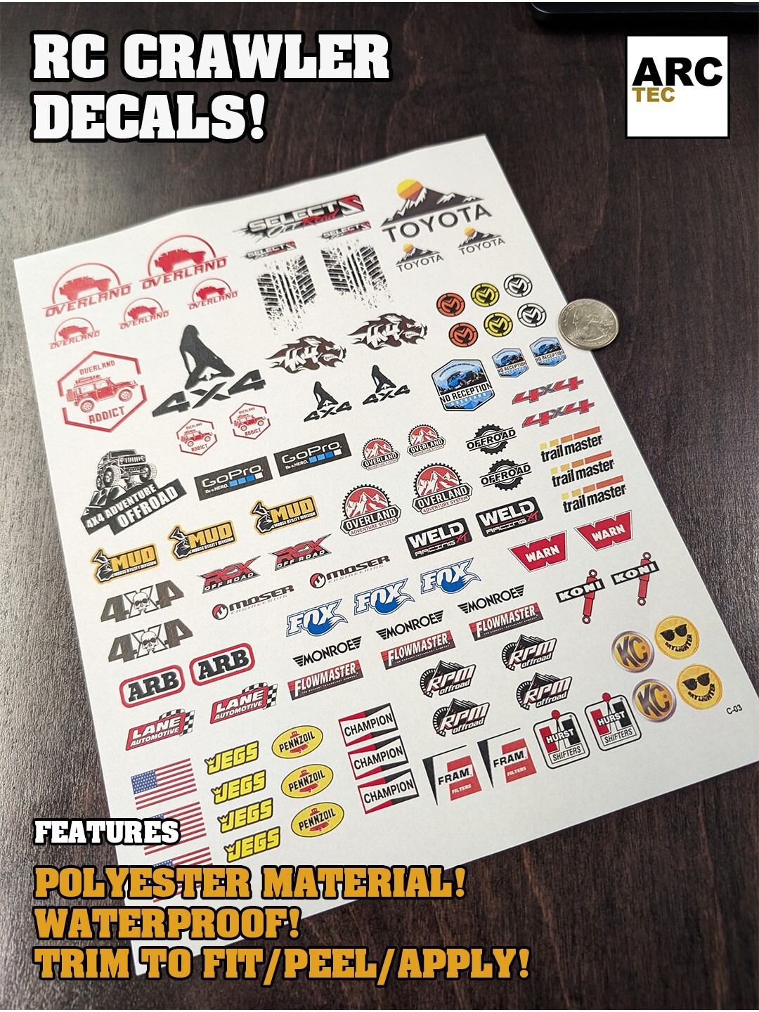 New RC Scale Crawler Decals No.3 for TAMIYA HPI LOSI KYOSHO TOYOTA 1/8 1/10 1/12