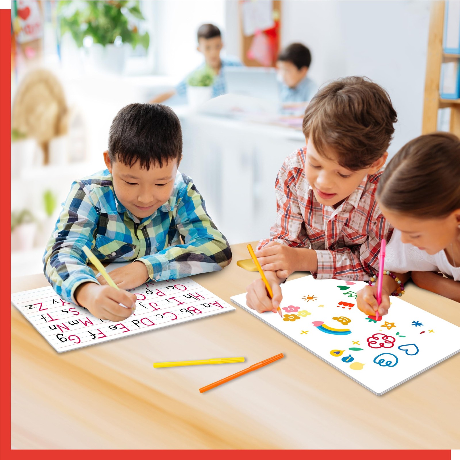 8 Sheets Dry Erase Lined Whiteboard, Double Sided Ruled Writing Board & Handw...