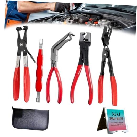 Automotive Electrical Disconnect Pliers Kit 5pc Fuel Line Tool Set Hose Clamp