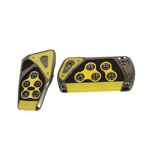 Manual Car Clutch Brake Gas Pedal Pad Kit Set 2 Pcs Black Yellow Auto