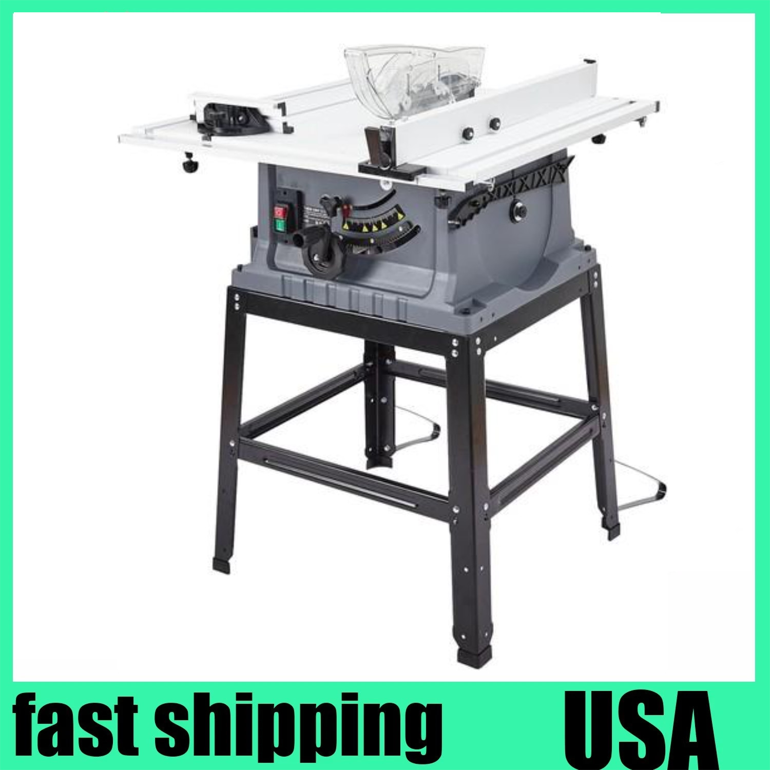 10 Inch Portable Benchtop Table Saw 15 Amp 5000RPM 90° Cross Cut 0-45° Bevel Cut