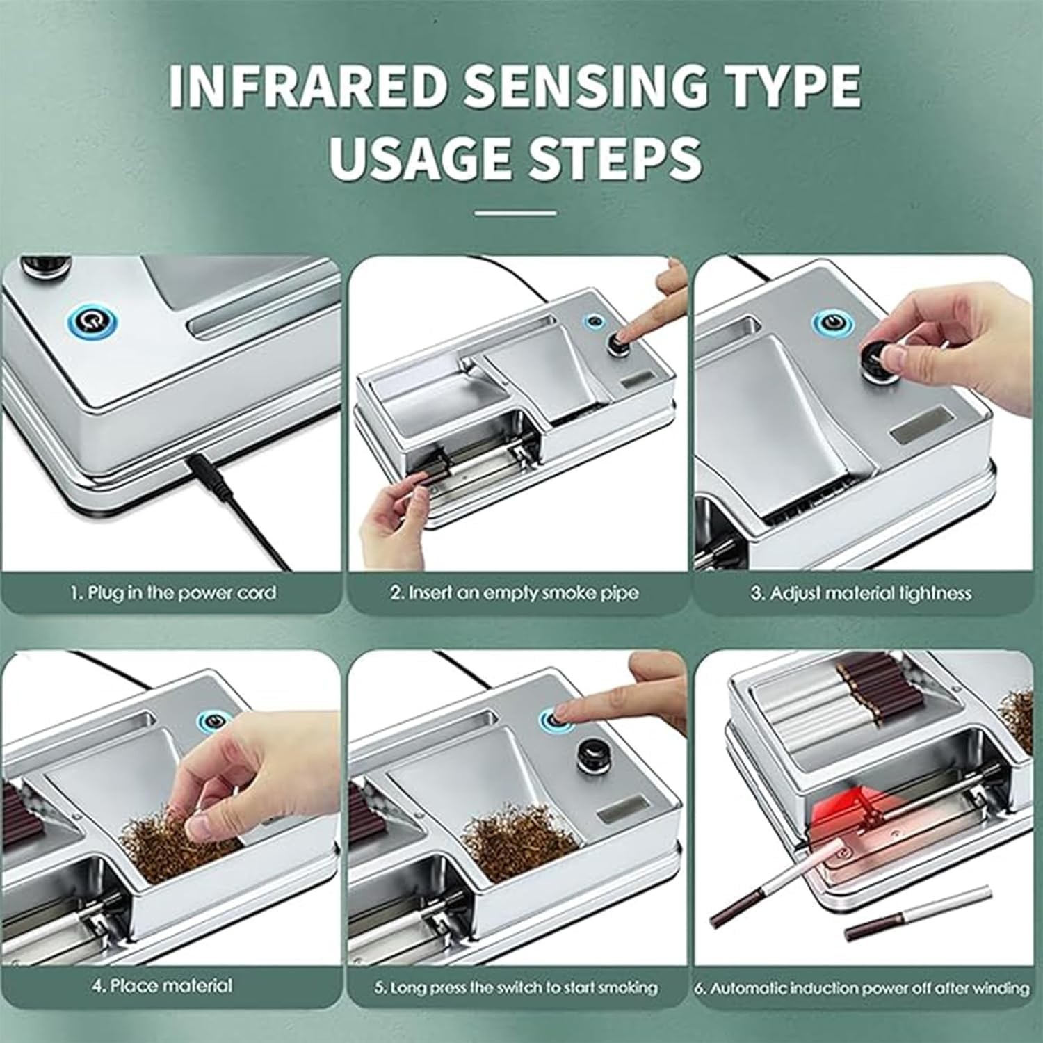 8.0/6.5mm Electric Cigarette Roller Machine Intelligent Infrared Sensor