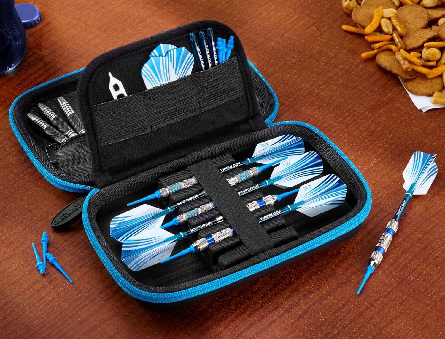 Casemaster Sentinel Dart Case with Blue Zipper