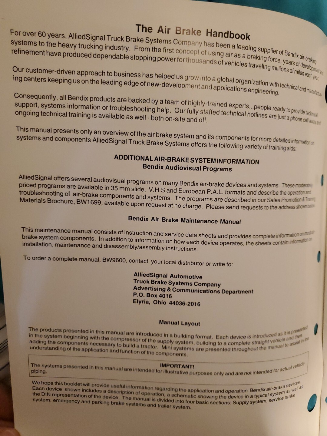 Bendix Air Brake Handbook Components Maintenance Troubleshooting Manual
