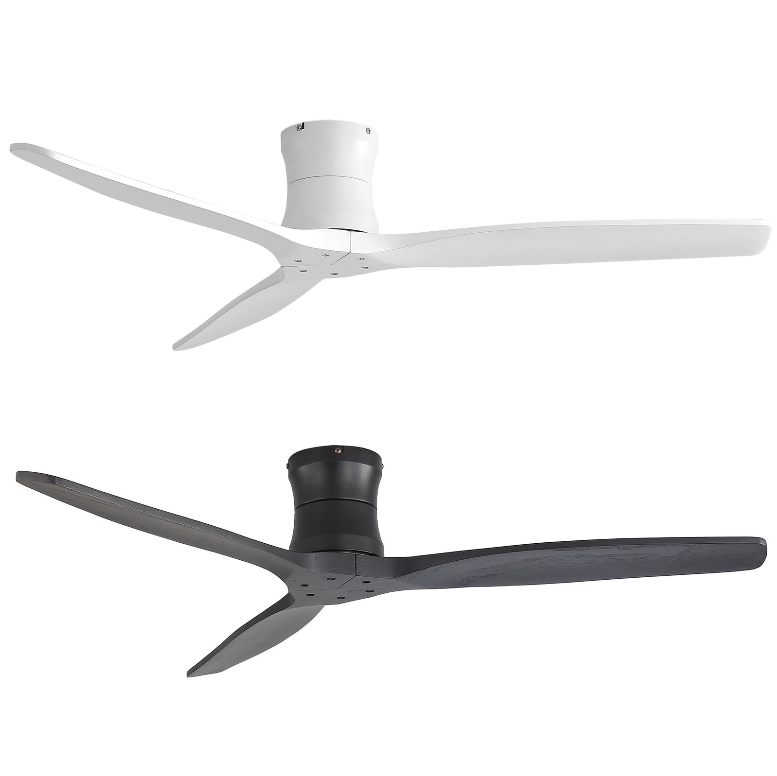 Outdoor Solid Wood Low Profile Flush Mount Ceiling Fan No Light Reversible DC