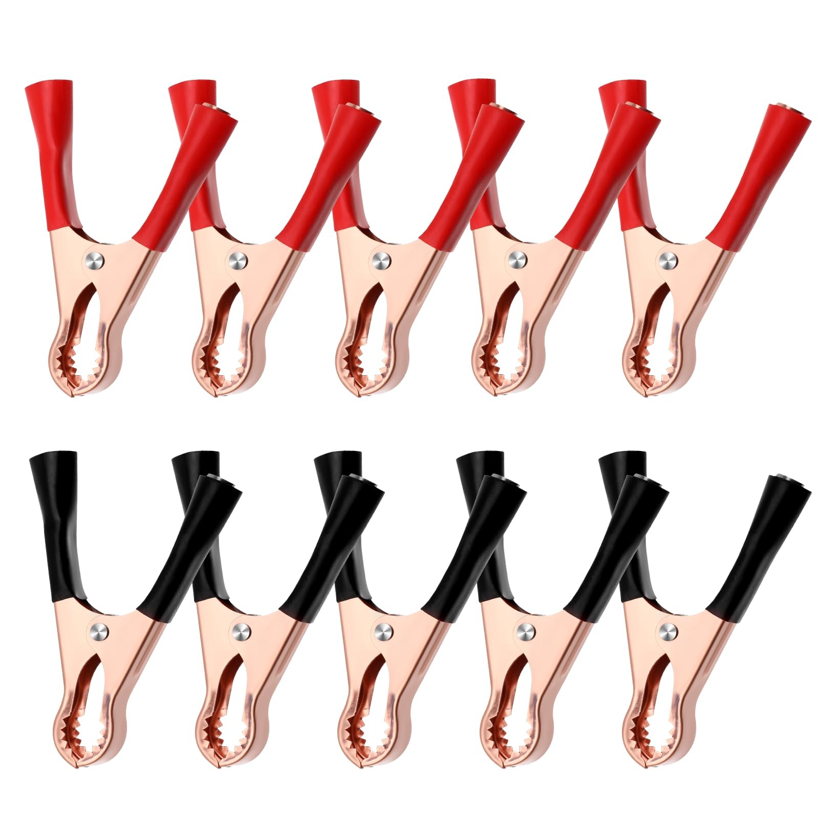 10 Pcs Metal Alligator Clips 50A Insulated Heavy red, black
